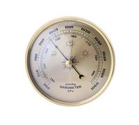Barómetro de metal y reloj para el hogar, medidor mecánico de presión de aire para predicción del clima, decoración de montaje en pared para sala de estar, dorado, 130 mm (108 mm)