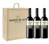 Baron de Ley Estuche madera Regalo 3 botellas Reserva, Vino tinto D.O. Ca. Rioja, Variedad Tempranillo, Fruta y Complejidad, Estuche 3 botellas 750 ml