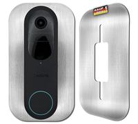 Baron Design | bisel de acero inoxidable | Accesorios para timbre de puerta Reolink | Battery, 5MP, Ultra HD, 2K, 4MP, WiFi, PoE, batería | Soporte, escudo, placa para timbre inalámbrico