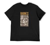 Baroness Gold and Grey Band Mens Cotton Tshirt Size S