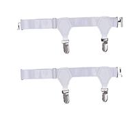BaronHong 2 pares de ligas de calcetines para hombre con clip resistente, ajustable, ligas de calcetines, 2 clips, blanco, M