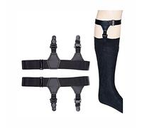 BaronHong 2 pares de ligas para calcetines para hombre, tirantes resistentes con clip ajustable, ligas para calcetines, cinturón de 2 clips con hebilla de calabaza, Negro, M