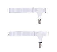 BaronHong 2 pares de ligas para calcetines para hombre, tirantes resistentes y ajustables, 1 clip, blanco, M
