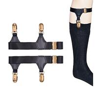 BaronHong 2 pares de ligas para calcetines para hombre, tirantes resistentes y ajustables, 2 clips, marrón, M