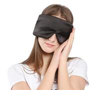 BaronHong Antifaz para dormir de seda de morera 100 %, ajustable, tamaño completo, para dormir apagón, viajes y siestas (negro, M)