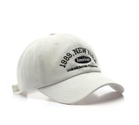 BaronHong Béisbol Vintage Denim Algodón Bajo Perfil Personalizado Bordado Ajustable Gorras de Béisbol Personalizadas, Blanco, M