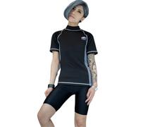 BaronHong Camo Chest Binder Traje de baño de Secado rápido Top + Pantalones para Tomboy Trans Lesbian (Negro, L)