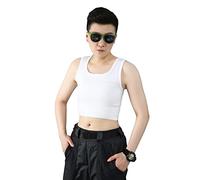 BaronHong Carpeta de pecho 20CM Fajas sin mangas con banda súper elástica para Tomboy Trans Lesbian (blanco, 2XL)