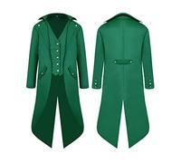 BaronHong Chaqueta gótica Steampunk para Hombre Vintage Victoriano Tailcoat Tuxedo Uniforme Disfraz de Halloween Abrigo (Verde, S)