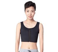 BaronHong Chest Binder Zipper Up IceSilk Tank Top Chaleco para Tomboy Trans Lesbian (negro, XL)