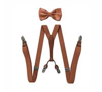 BaronHong Conjunto de tirantes con corbata de lazo para mujeres y hombres de 1 pulgada de ancho en forma de Y con 4 clips ajustables para bodas y eventos formales, camello, M