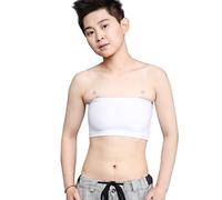 BaronHong Cosplay Cotton 3 Filas de Ganchos Cofre de Gancho Elastic Band sin Tirantes Top para Tomboy Trans Lesibian (Blanco, M)