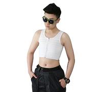 BaronHong Cremallera hasta el pecho Binder IceSilk Fajas transpirables para Tomboy Trans Lesbian (blanco, S)