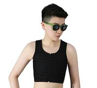 BaronHong Cremallera hasta el pecho Binder IceSilk Fajas transpirables para Tomboy Trans Lesbian (negro, S)