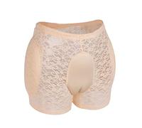 BaronHong Crossdresser Ropa Interior de Encaje con Punta de Camello Que Oculta Las Bragas de garfio con realzador de Caderas Acolchado (Nude, L)