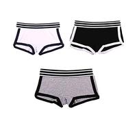 BaronHong Entrepierna de algodón de Doble Capa a Rayas Boyshort Pack de 3 Calzoncillos Boxer para Tomboy Trans Lesbian (d, 2XL)