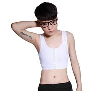 BaronHong Front 3 Row Hook Elastic Transpirable Cofre Carpeta Tomboy Trans Lesbian (Blanco, 3XL)