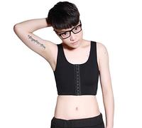 BaronHong Front 3 Row Hook Elastic Transpirable Cofre Carpeta Tomboy Trans Lesbian (Negro, S)
