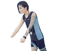 BaronHong Front Zipper Chest Binder Traje de baño de Secado rápido Top + Pantalones para Tomboy Trans Lesbian (Negro, S)