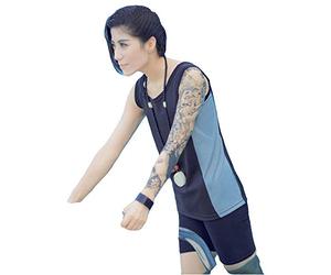 BaronHong Front Zipper Chest Binder Traje de baño de Secado rápido Top + Pantalones para Tomboy Trans Lesbian (Negro, XL)