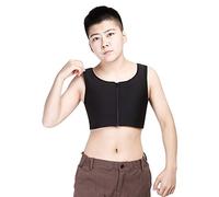 BaronHong Front Zipper Up Chest Binder Underwear para Tomboy Trans Lesbian (Negro, S)