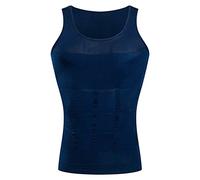 BaronHong Gynecomastia compresión Camisa Chaleco para Ocultar Hombre Boobs Moobs Adelgazamiento Mens Shapewear Aplastar Todo Abdomen (Azul Marino, XXL)