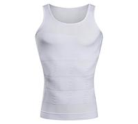 BaronHong Gynecomastia compresión Camisa Chaleco para Ocultar Hombre Boobs Moobs Adelgazamiento Mens Shapewear Aplastar Todo Abdomen (Blanco, XL)