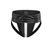 BaronHong Hombres Athletic Supporters Jockstrap Ropa Interior Activa Botón mágico Cremallera Cintura Ancha (Negro, XL)