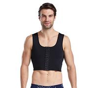 BaronHong Hombres Body Shaper Chest Binder Flat Compression 3 Rows Broche Bust Corset Chalecos (Negro, S)
