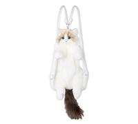 BaronHong Mochila de peluches - Linda mochila de peluche con gato hecha a mano en forma de gato realista (blanco, M)