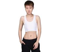 BaronHong Mujer Tomboy Trans Elastic Short Chest Binders Breathable Mesh Lesbian Sport Tank Top (Blanco, XS)