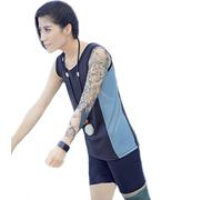 BaronHong Mujeres Lesbiana Tomboy Zip Up Chest Binder de Secado rápido Swimwear Chaleco Tank + Pantalones de natación (Negro, L)