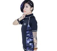 BaronHong Mujeres Lesbiana Tomboy Zip Up Chest Binder Juego de Trajes de baño de Secado rápido + Pantalones de natación (Camuflaje, M)