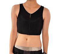 BaronHong Mujeres Lesbianas Tomboy Zip Up Tank Top Chaleco Pecho Carpeta Más Fuerte Vendaje (Negro, L)