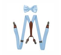 BaronHong Set de tirantes con mosca para señoras y señores, 2,5 cm de ancho, forma Y con 4 clips, tirantes ajustables para bodas formales, azul claro, M
