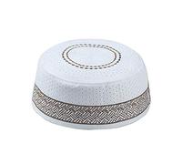 BaronHong Sombrero de oración musulmán Hombres Islam Kufi Sombreros Gorros Cráneo Bordado (café, 59)