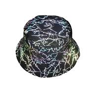 BaronHong Sombrero de pescador reflectante unisex fluorescente nocturno, gorro de pescador, sombrero casual brillante para Halloween, rayo, M