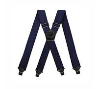 BaronHong Tirantes aptos para aeropuertos, plástico sin zumbidos, 4 clips de 1.5 pulgadas, totalmente elásticos con tirantes de cuero para esquí, azul marino, M