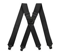 BaronHong Tirantes aptos para el aeropuerto, sin zumbidos de plástico, 4 clips, tirantes elásticos de 1,5 pulgadas con parche de cuero tirantes de esquí, Negro , M