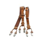 BaronHong Tirantes de cuero genuino para hombre, desmontables y ajustables, tirantes traseros en Y para pantalones de traje, vaqueros de trabajo, marrón, M