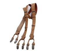 BaronHong Tirantes de cuero genuino para hombre, desmontables y ajustables, tirantes traseros en Y para pantalones de traje, vaqueros de trabajo, caqui, M