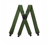BaronHong Tirantes para aeropuertos, sin zumbidos, de plástico, 4 clips, 3,8 cm, totalmente elásticos, con tirantes de piel para esquí, verde militar, M
