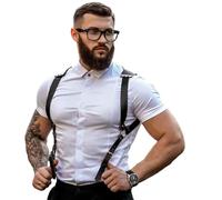 BaronHong Tirantes renacentistas de piel sintética, arnés de soporte de espalda vintage para hombre, ganchos de metal para hombre, steampunk, hecho a mano