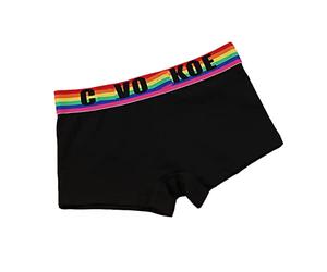 BaronHong Tomboy Masc Studs Lesbian Boxer Calzoncillos Ropa Interior de algodón de Moda Neutra Cintura de Arco Iris (Negro, L)