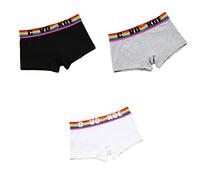 BaronHong Tomboy Masc Studs Lesbian Boxer Calzoncillos Ropa Interior de algodón de Moda Neutral Arco Iris en la Cintura (Paquete de 3 (A), L)