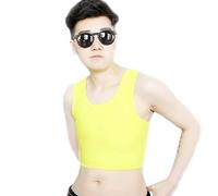BaronHong Tomboy Trans Lesbian Colorful Mesh Chest Binder Short Tank Top (Amarillo, 6XL)