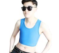 BaronHong Tomboy Trans Lesbian Colorful Mesh Chest Binder Short Tank Top (Azul, 5XL)