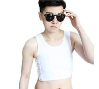 BaronHong Tomboy Trans Lesbian Colorful Mesh Chest Binder Short Tank Top (Blanco, 3XL)