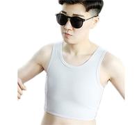 BaronHong Tomboy Trans Lesbian Colorful Mesh Chest Binder Short Tank Top (Gris, 2XL)
