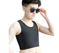 BaronHong Tomboy Trans Lesbian Colorful Mesh Chest Binder Short Tank Top (Negro, XL)